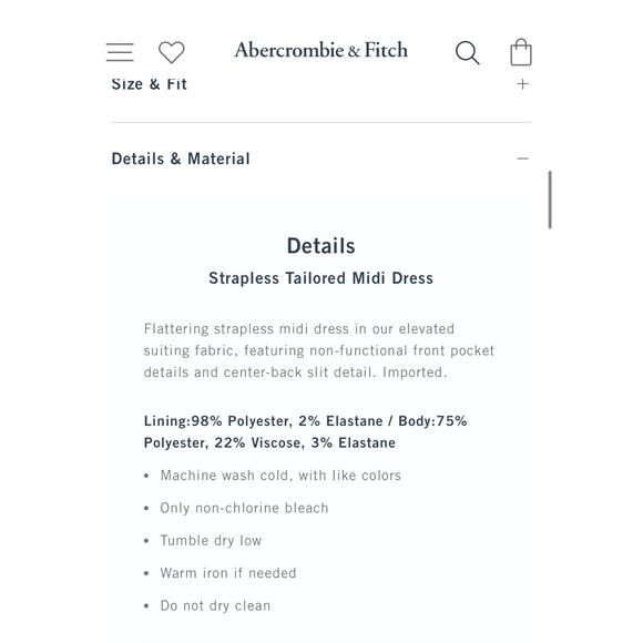 NEW $110 ABERCROMBIE Strapless Sheath Midi Dress Brunch Minimalist Blue XL Tall - Picture 2 of 13